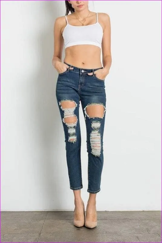 Dark Wash Ripped Premium Jeans