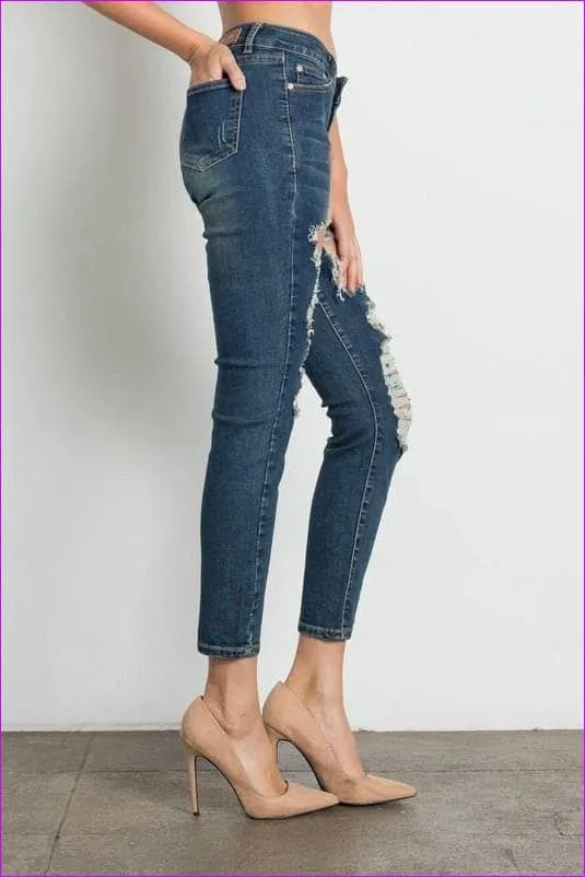 Dark Wash Ripped Premium Jeans