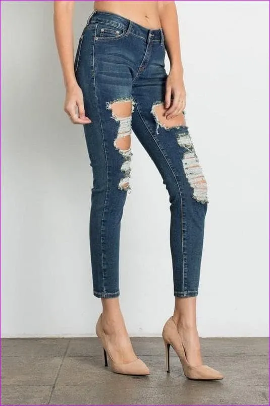 Dark Wash Ripped Premium Jeans