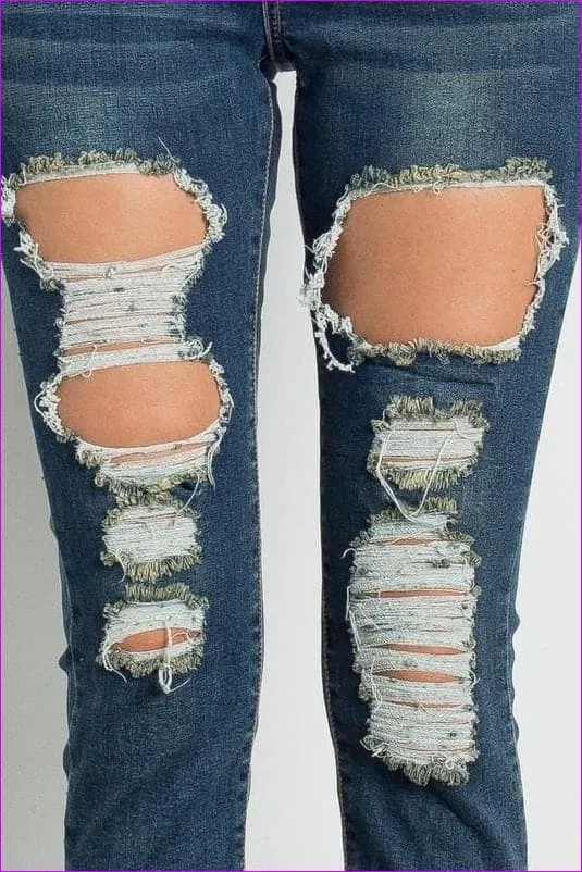 Dark Wash Ripped Premium Jeans