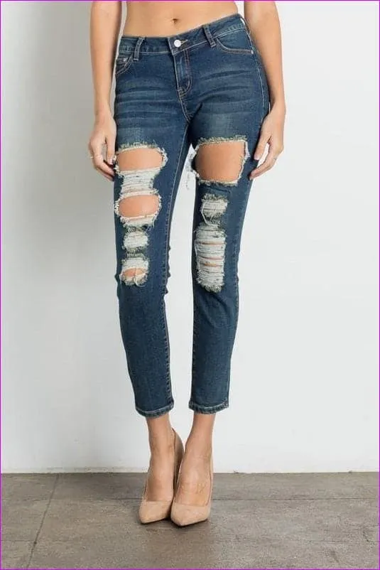 Dark Wash Ripped Premium Jeans