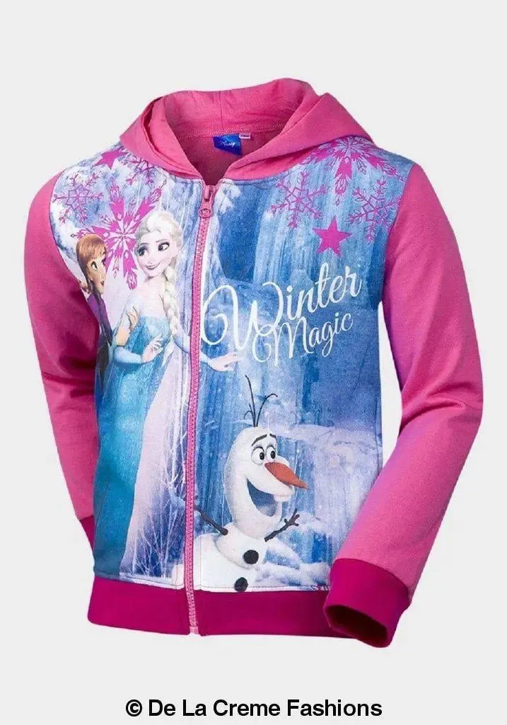 Disney - Girls Frozen Princess Anna Elsa Olaf Hooded Long Sleeved Jacket