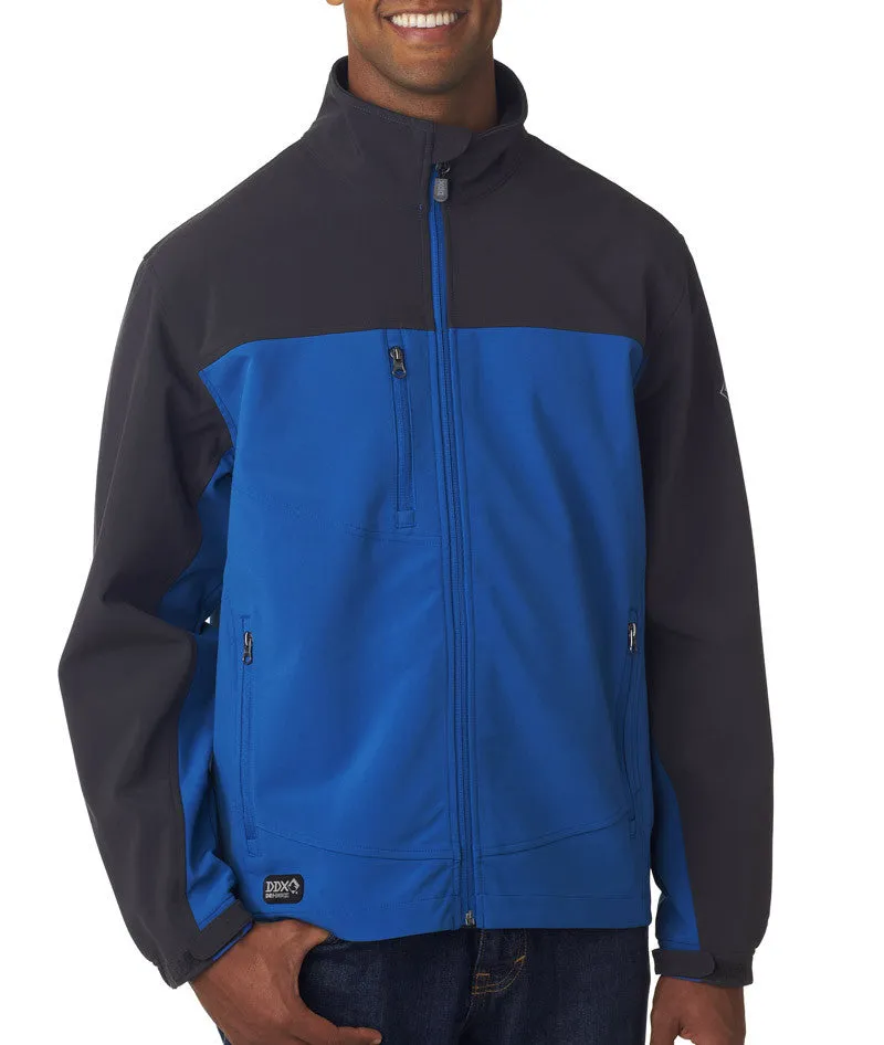 dri-duck adult motion soft-shell jacket - charcoal/tech blue (2xl)