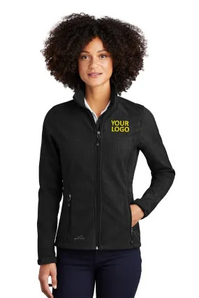 Eddie Bauer Ladies Shaded Crosshatch Custom Soft Shell Jackets, Black