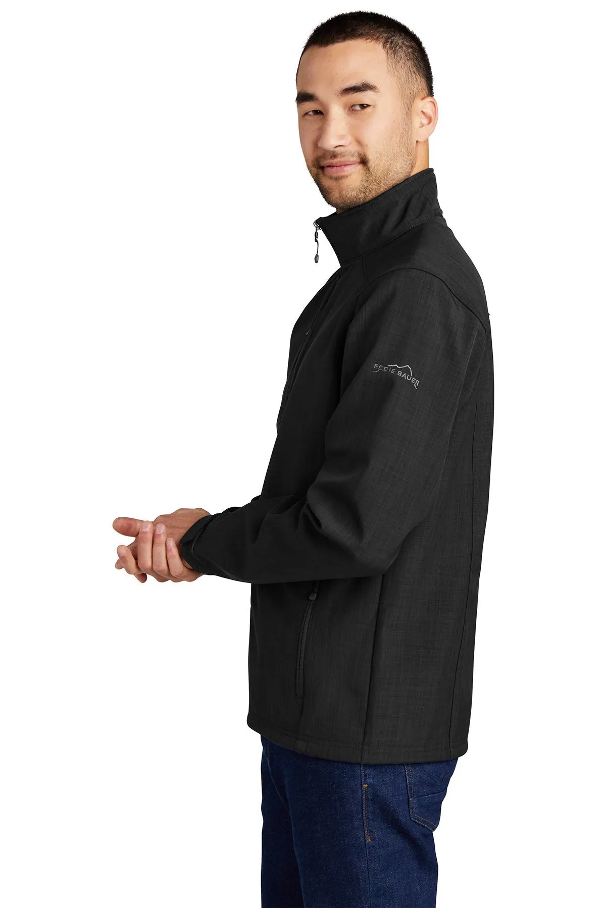 Eddie Bauer Shaded Crosshatch Custom Soft Shell Jackets, Black