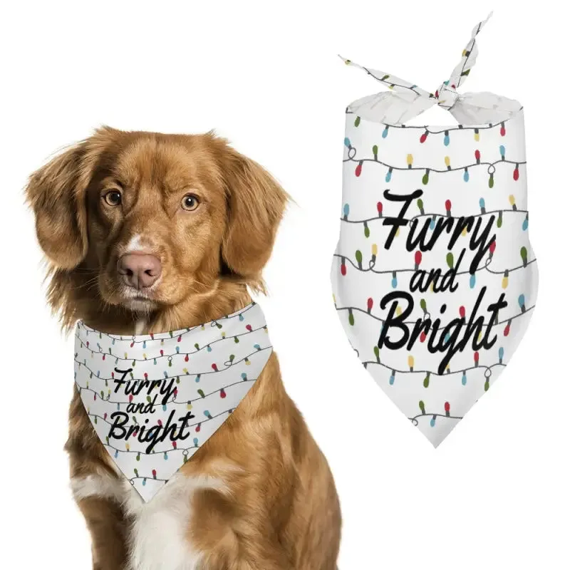 Furry and Bright Christmas Lights Dog Bandana for Festive Fun