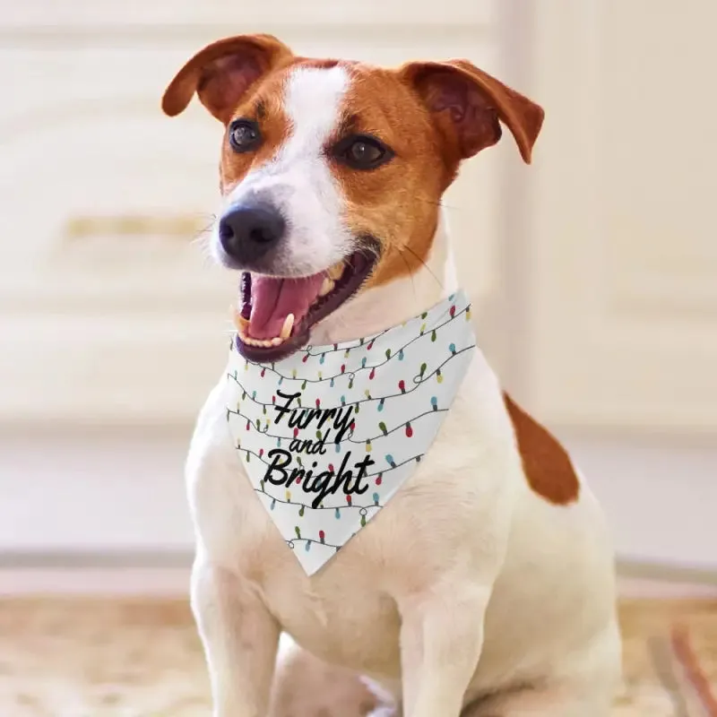 Furry and Bright Christmas Lights Dog Bandana for Festive Fun