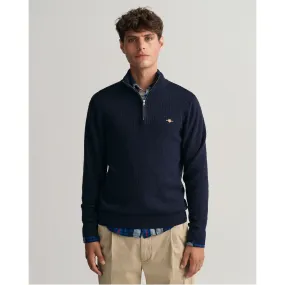 GANT Cotton Texture Half Zip Navy