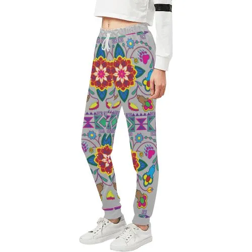 Geometric Floral Winter-Gray Women's Sweatpants