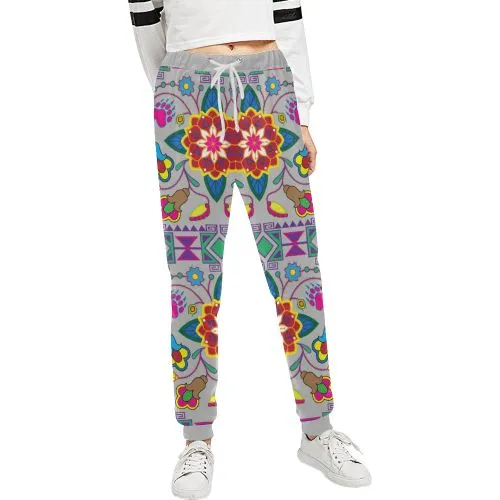 Geometric Floral Winter-Gray Women's Sweatpants