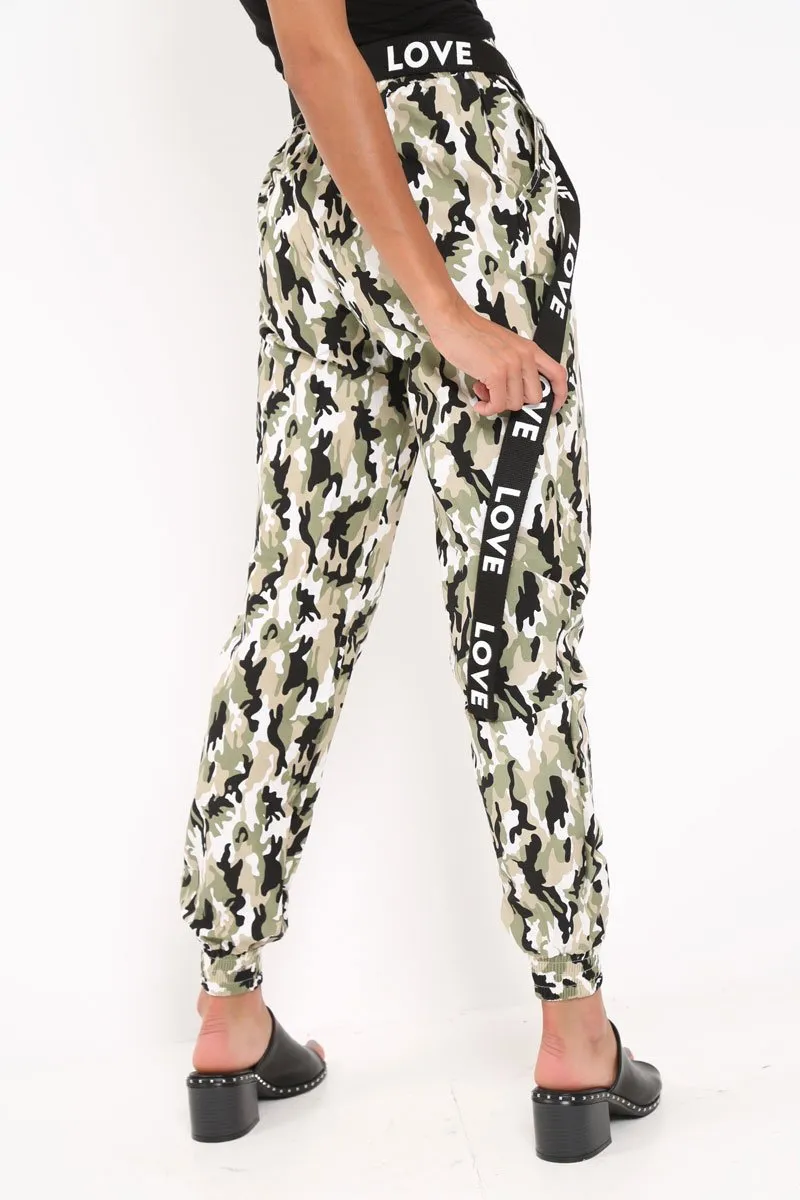 Green Camo Ankle Cuff Cargo Pants - Jaquie