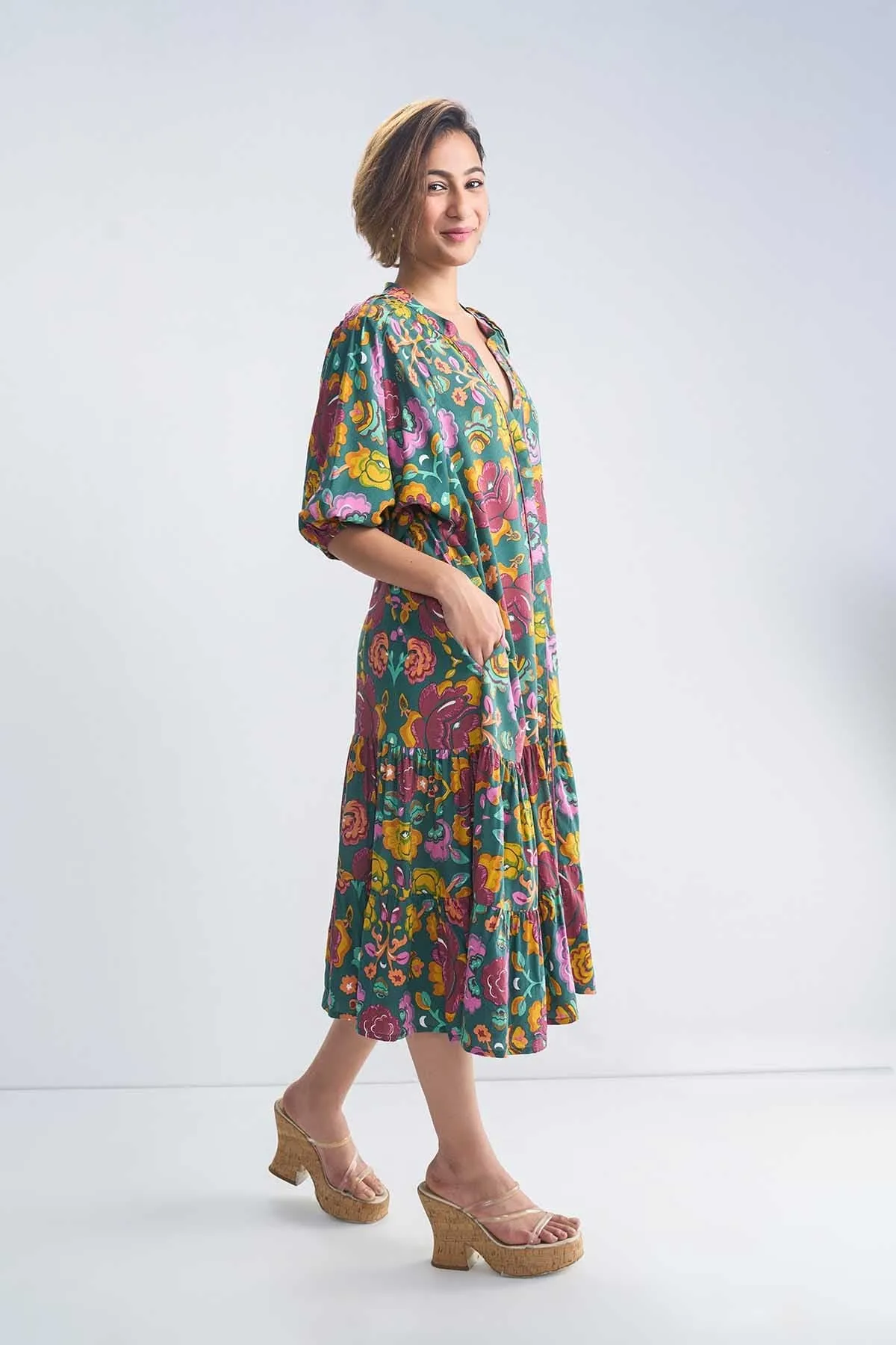 Gypsy Rose Midi Dress (Ganja Green)