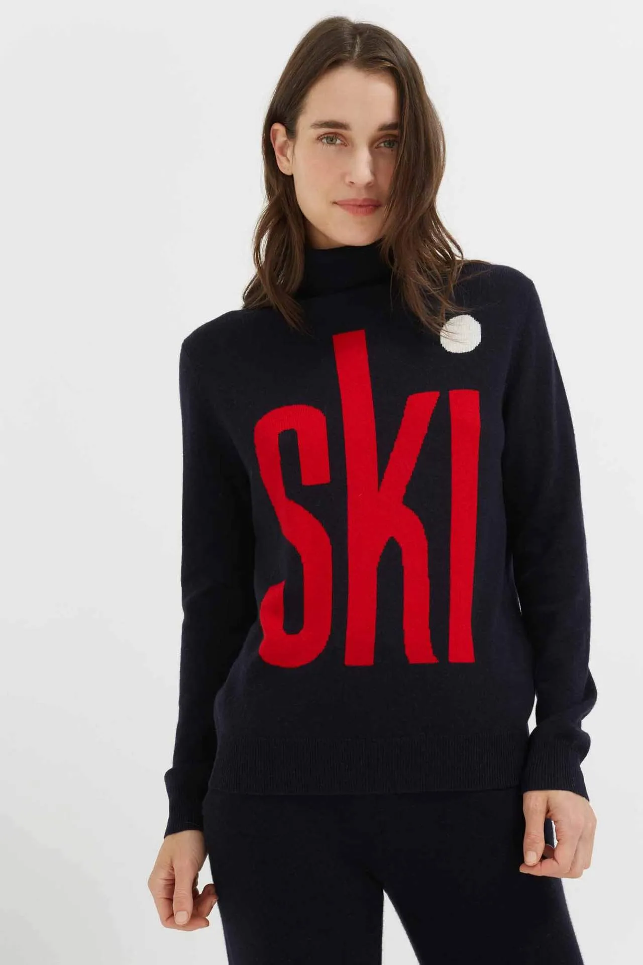 Intarsia Ski Sweater, Navy/Red/Cream