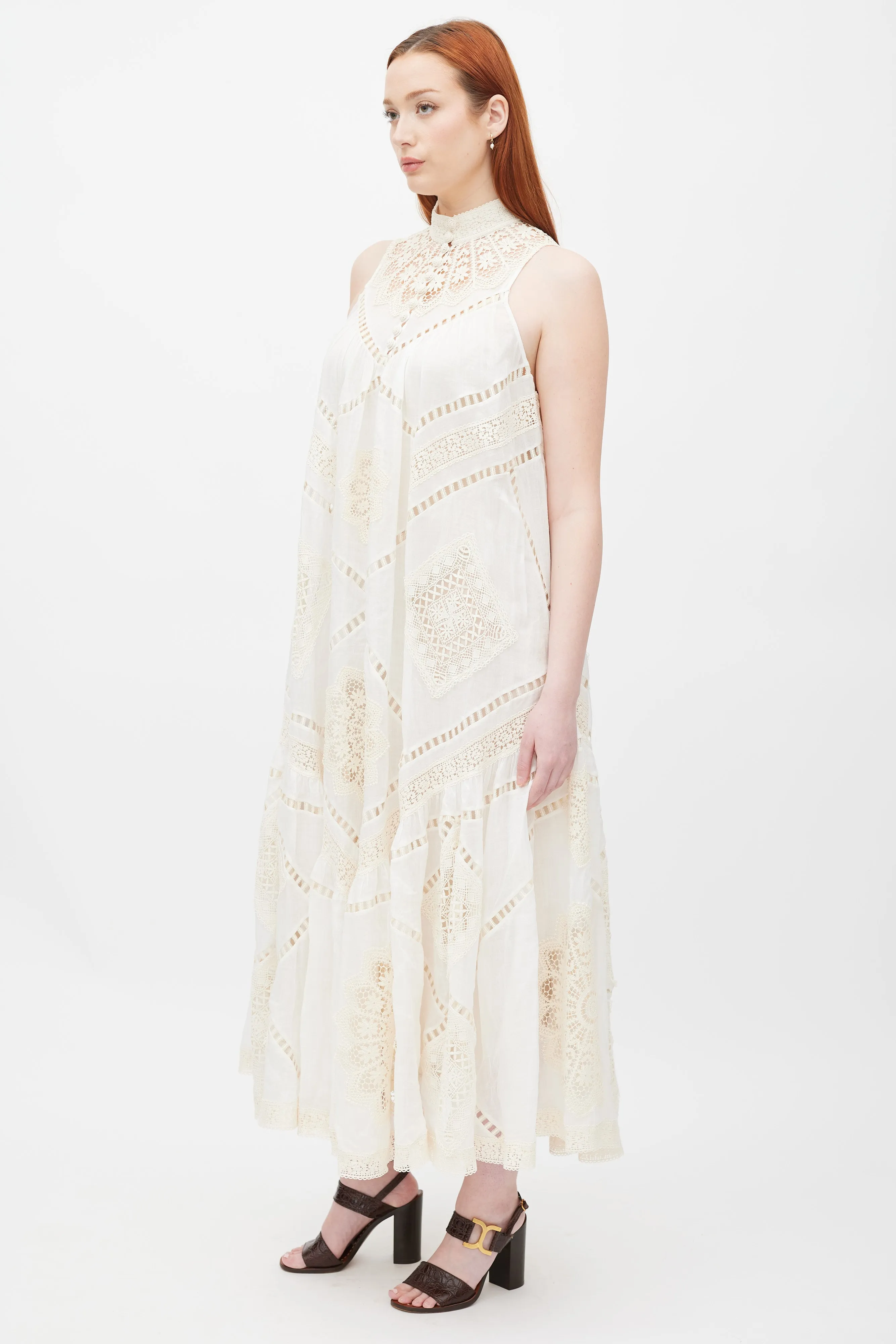 Ivory Jude Crochet Trim Midi Dress