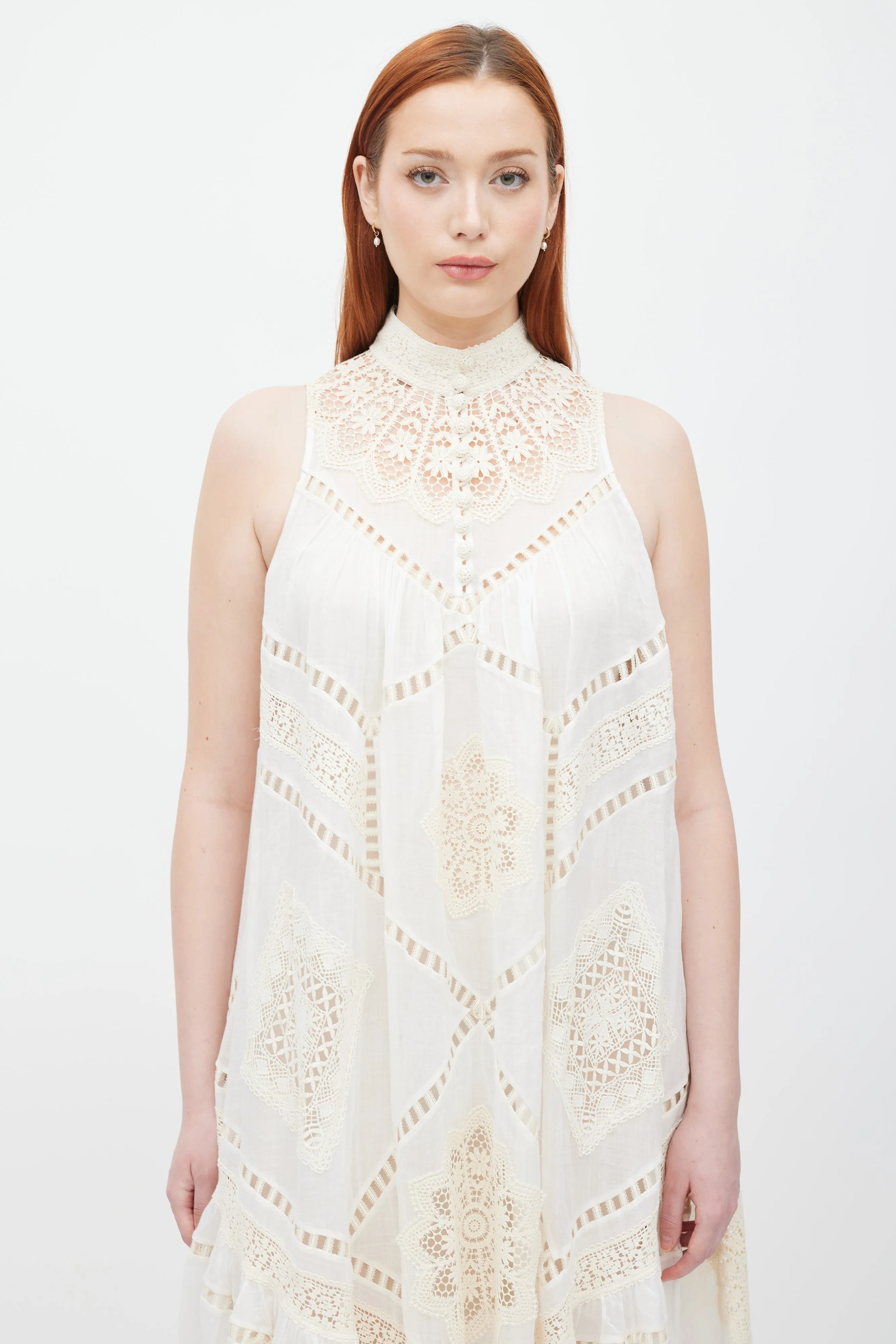 Ivory Jude Crochet Trim Midi Dress