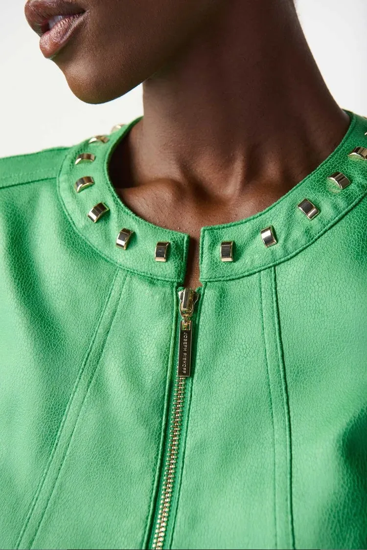 Joseph Ribkoff Faux Leather Studded Jacket Island Green