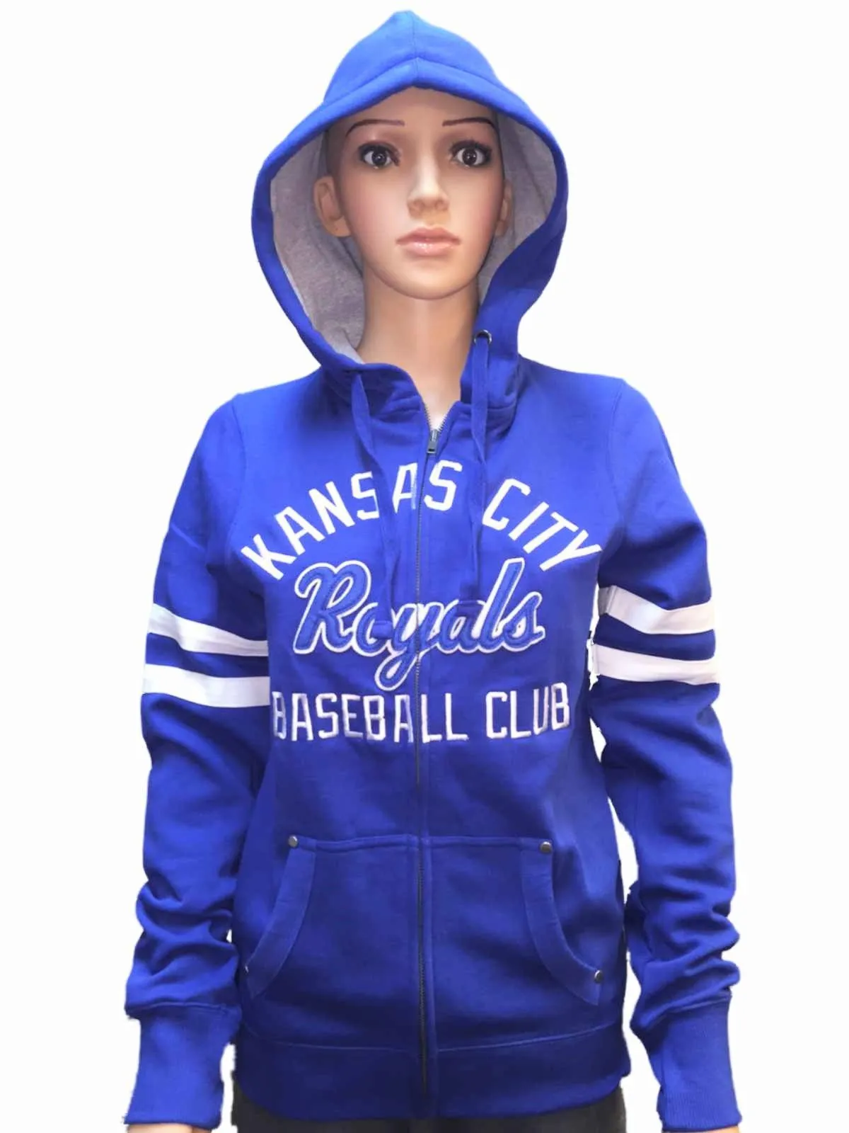 Kansas City Royals SAAG Women Blue Fleece Zip Up Thermal Hoodie Jacket