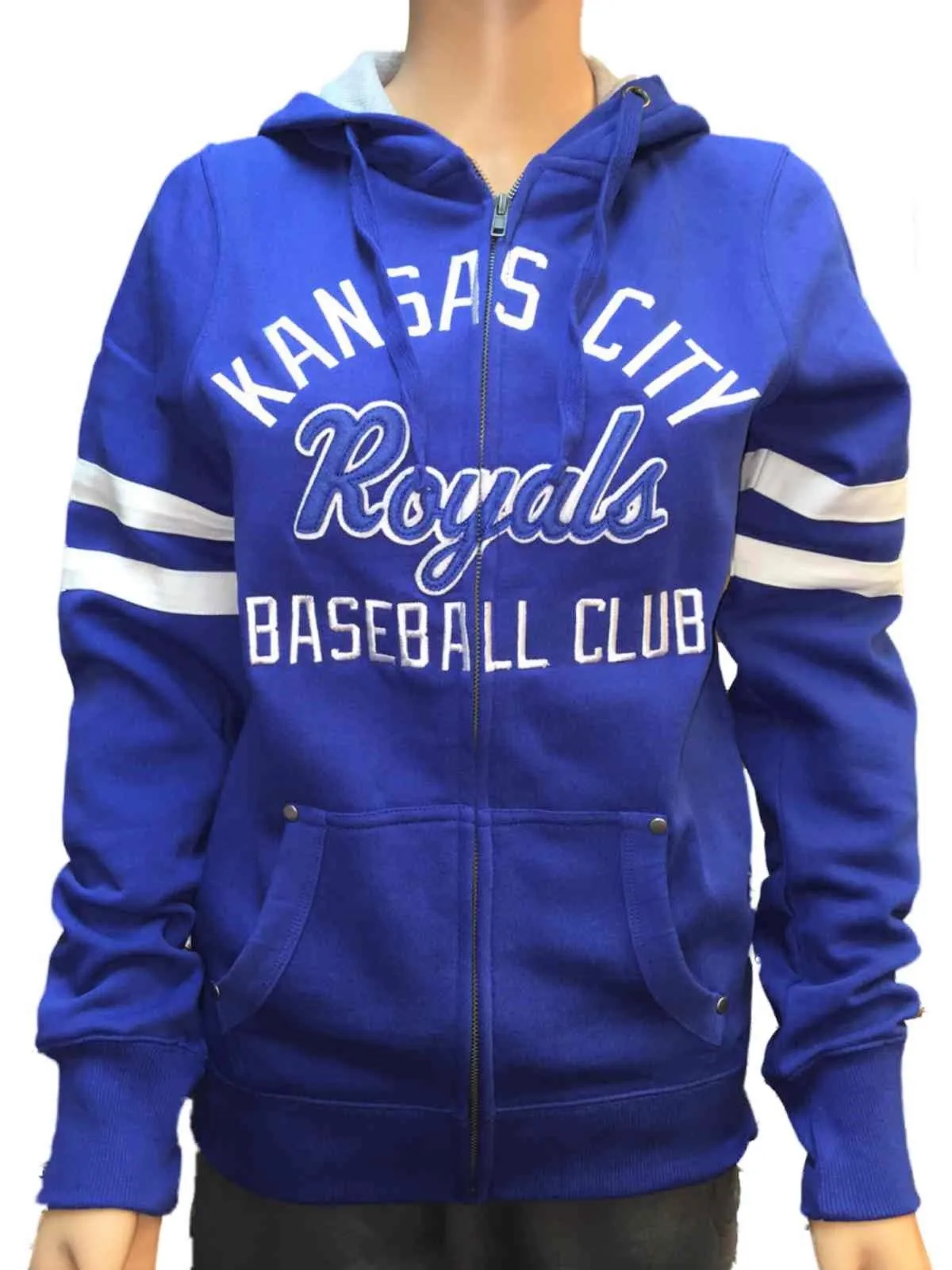 Kansas City Royals SAAG Women Blue Fleece Zip Up Thermal Hoodie Jacket