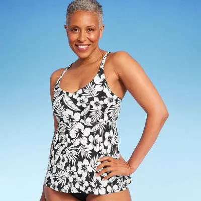 Lands' End Women's UPF 50  Floral Tankini Tank Top Swimwear