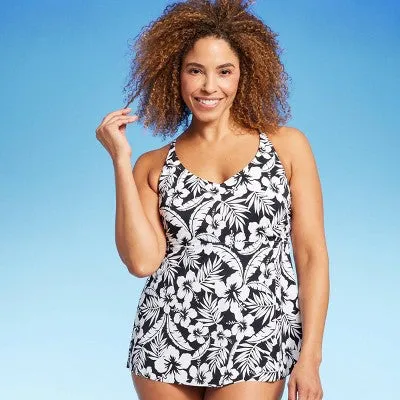 Lands' End Women's UPF 50  Floral Tankini Tank Top Swimwear