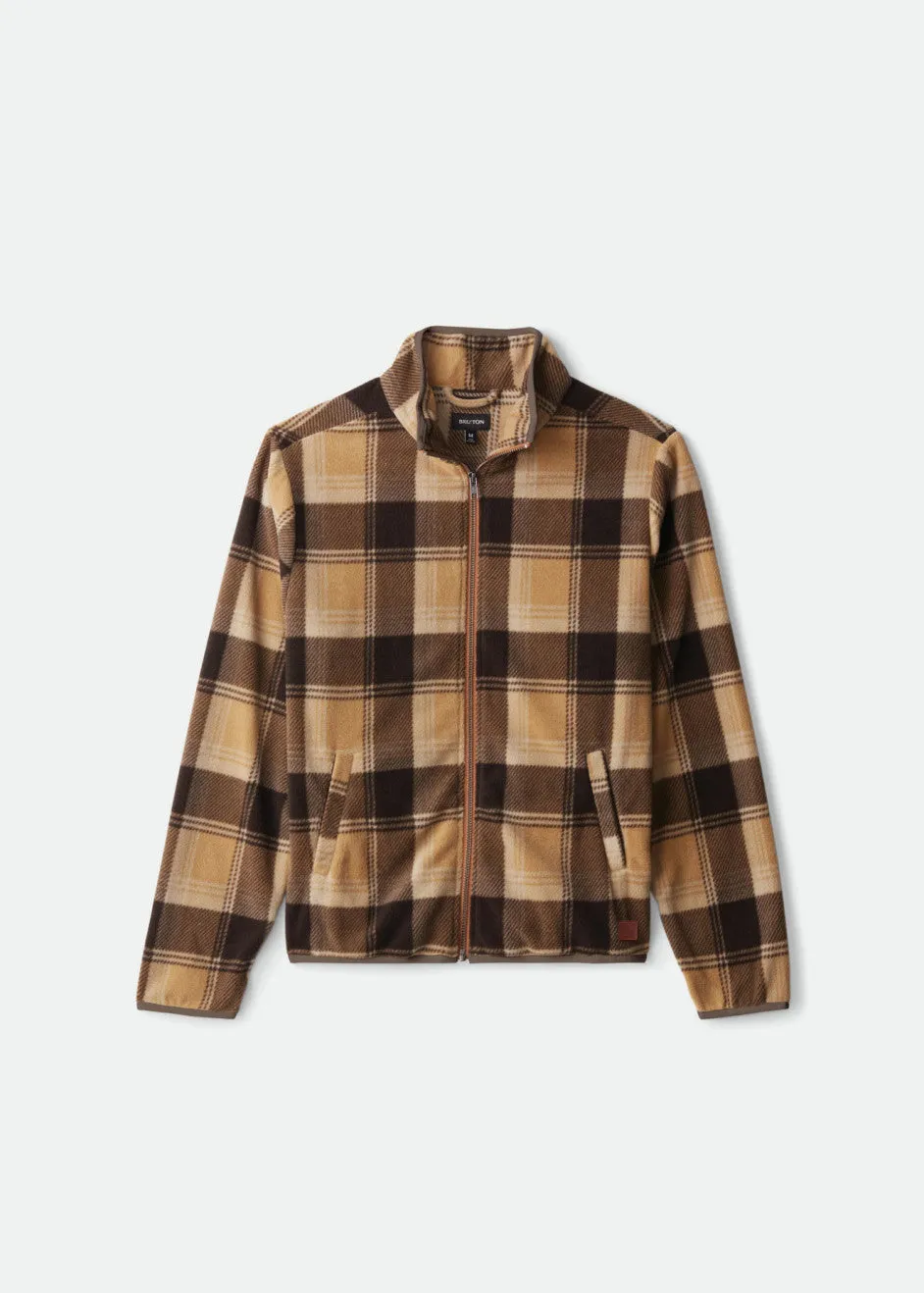 Lane Mock Neck Utility Zip - Brown Plaid