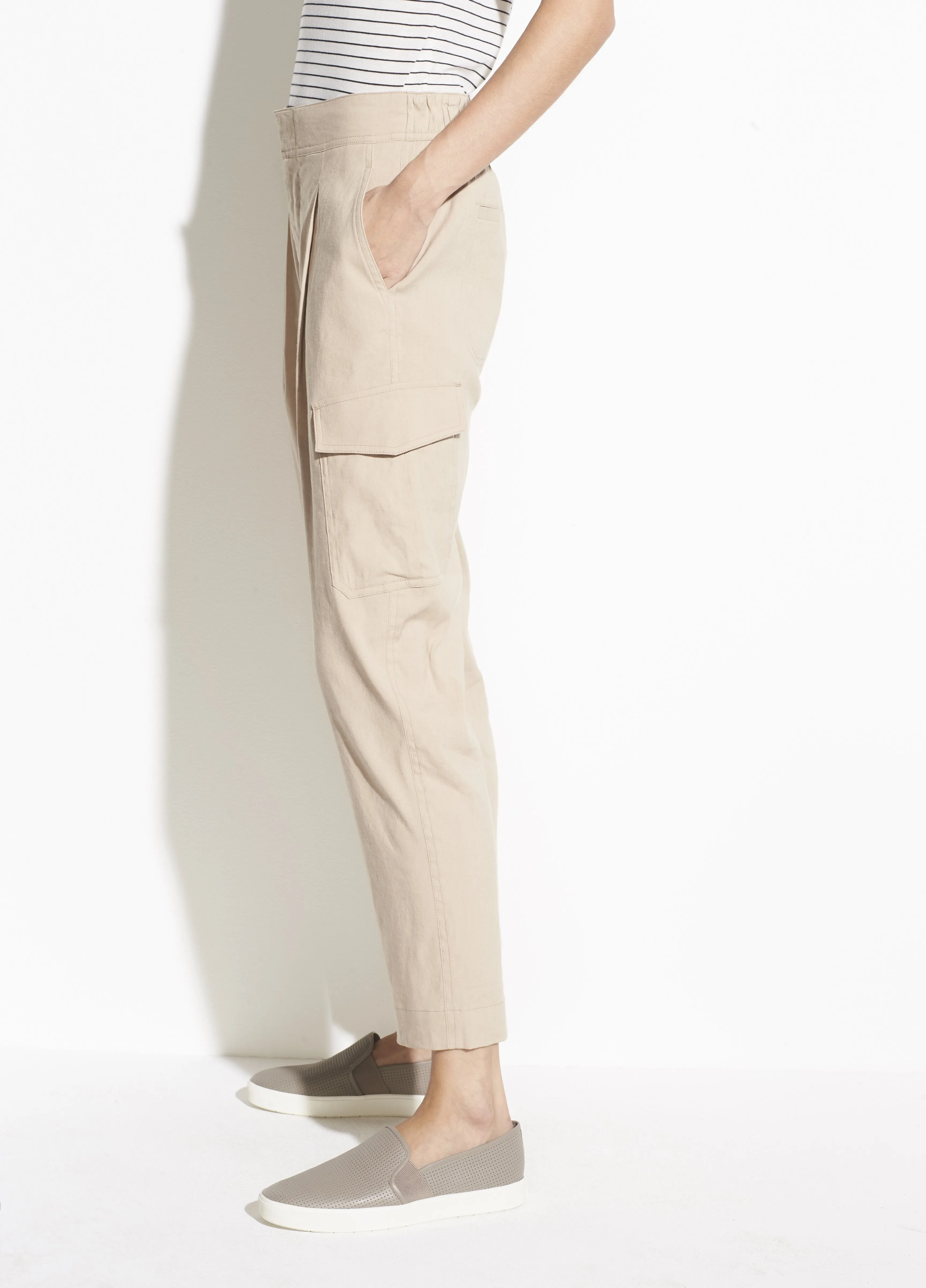 Linen Cargo Pant in Oat