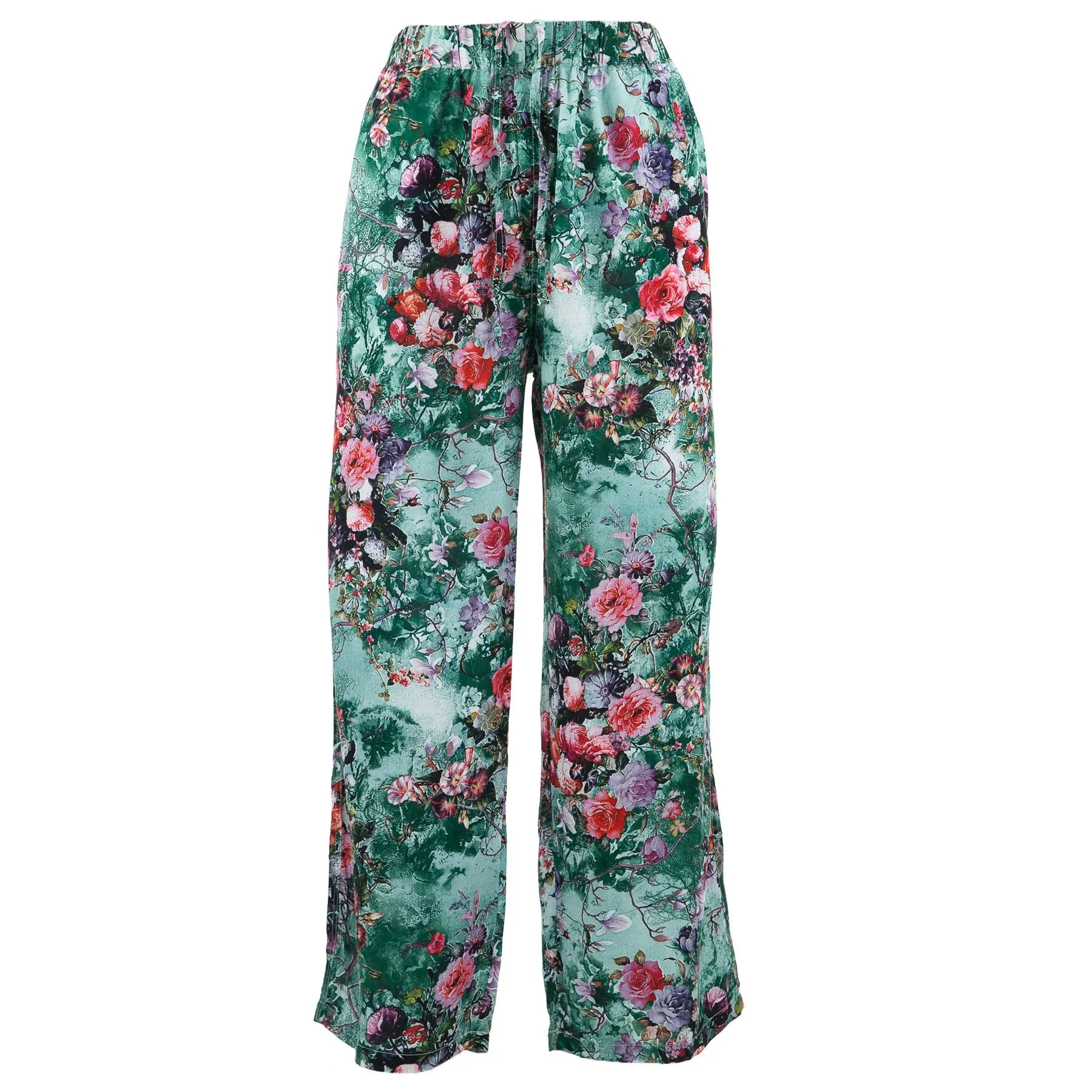 Loose Summer Trousers - Teal Garden