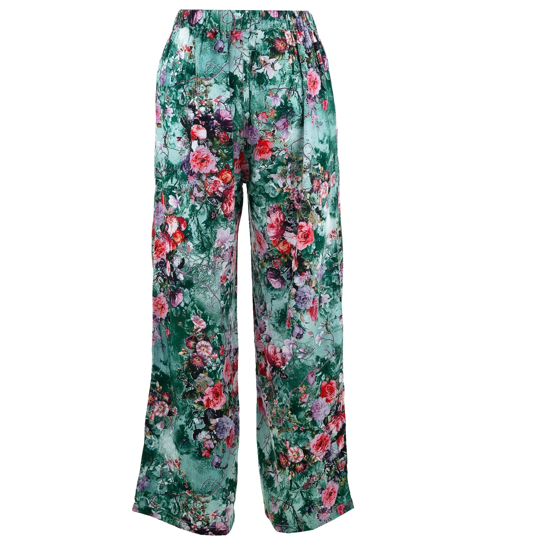 Loose Summer Trousers - Teal Garden