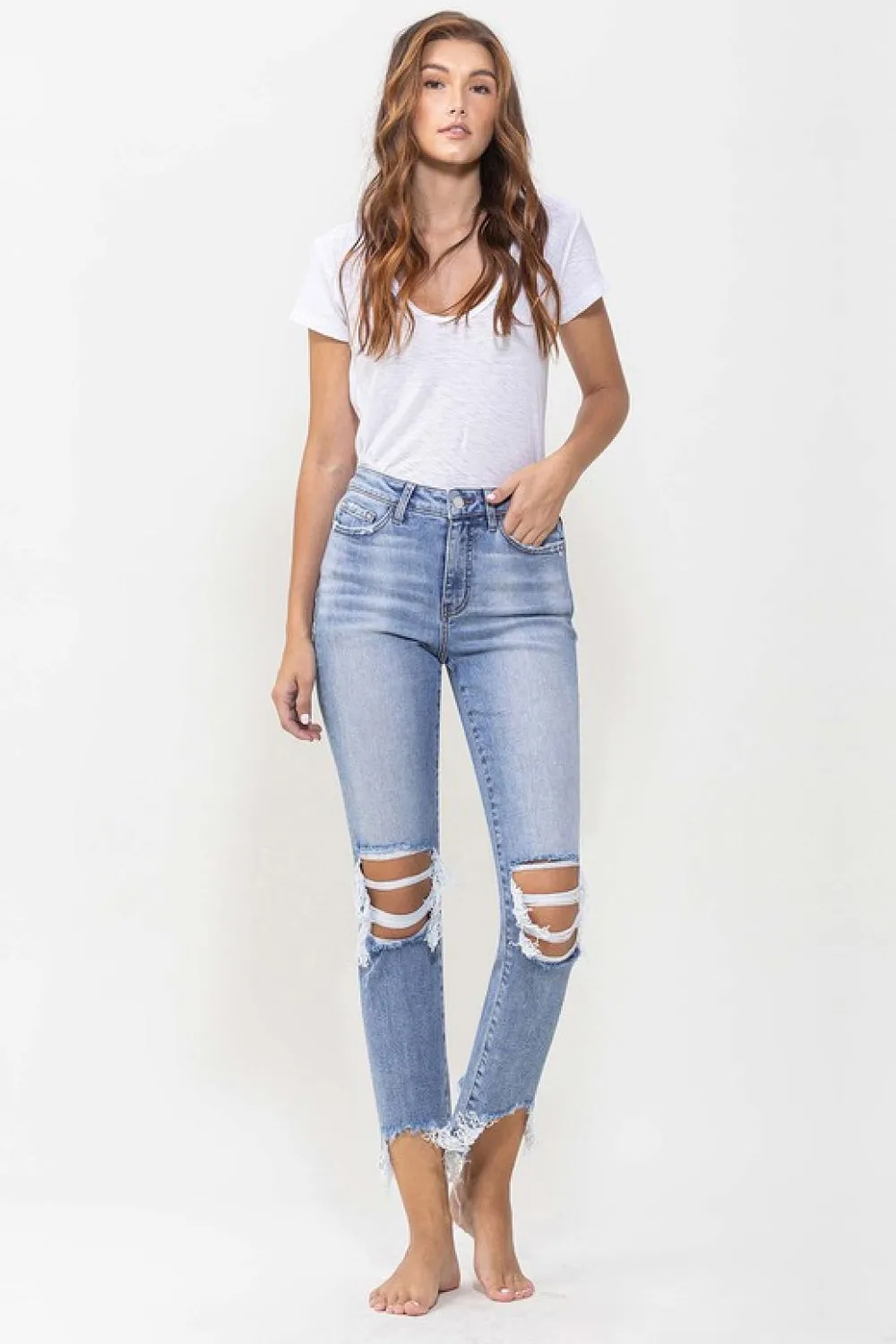 Lovervet Full Size Courtney Super High Rise Kick Flare Jeans - Ships from The US