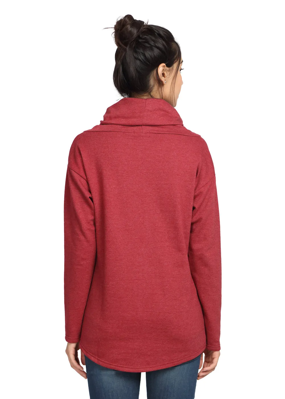 Maroon Scarf Neck Sweatshirt