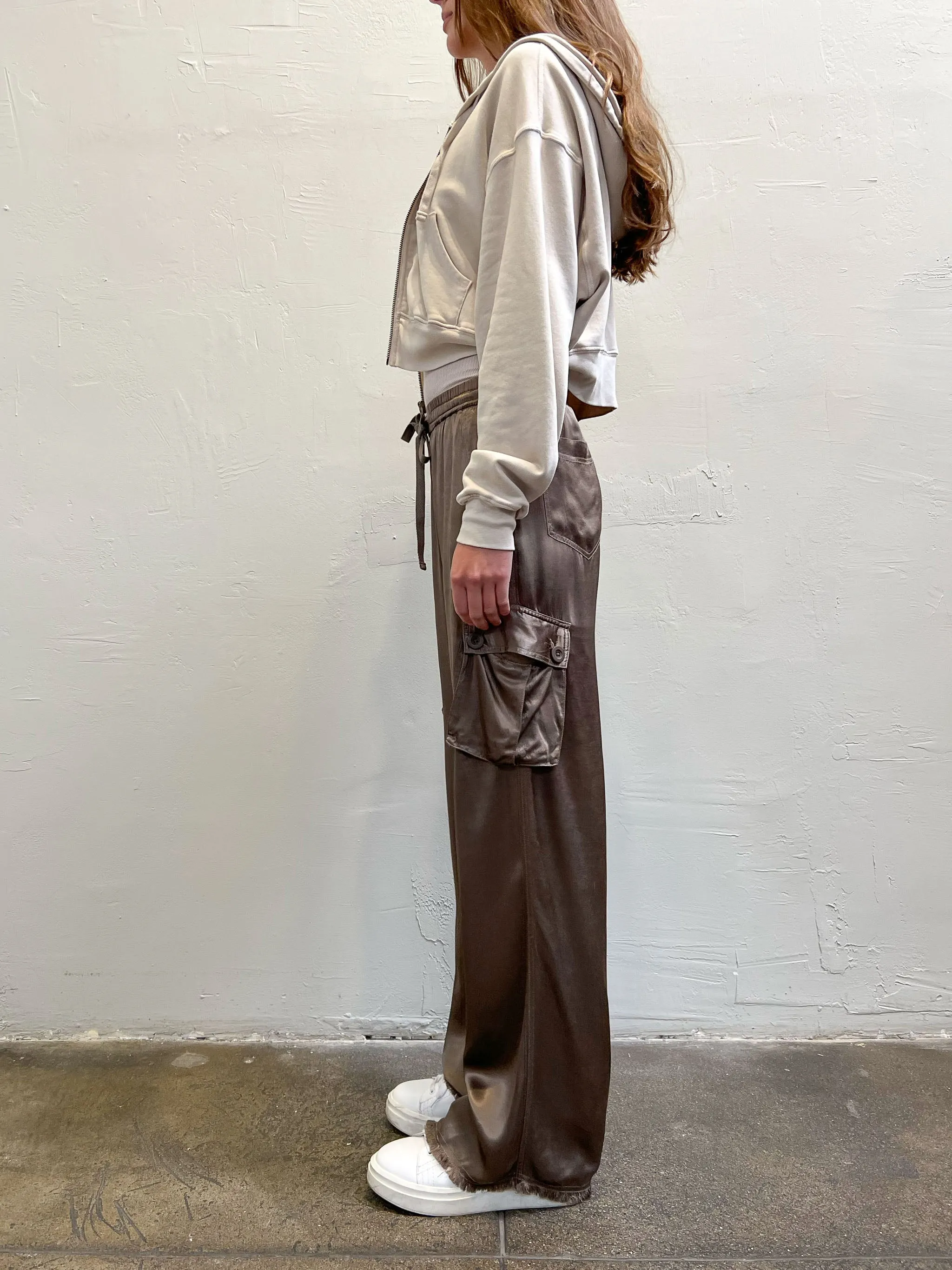 Mason Cargo Pant in Vintage Satin - Anthracite