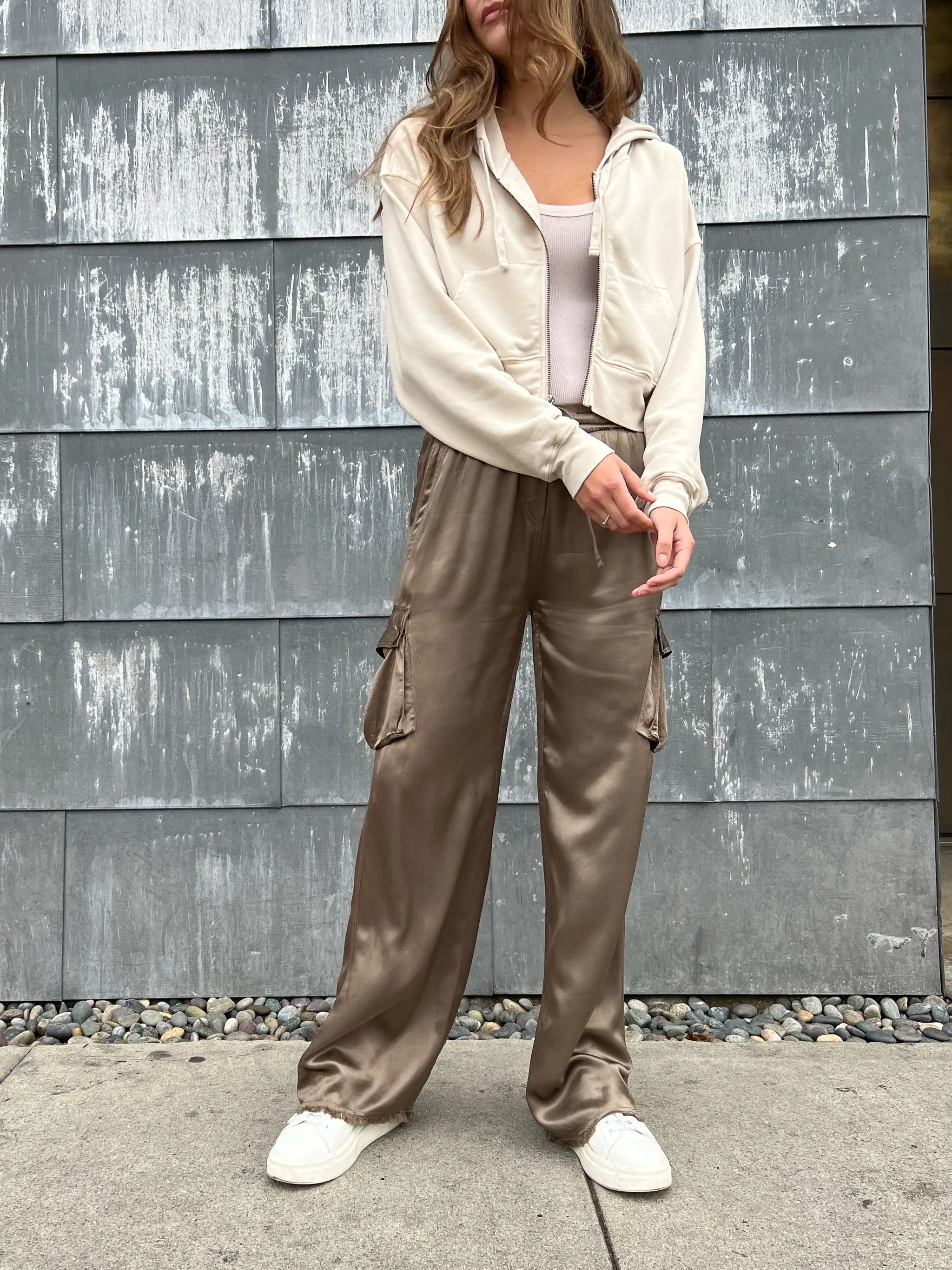 Mason Cargo Pant in Vintage Satin - Anthracite