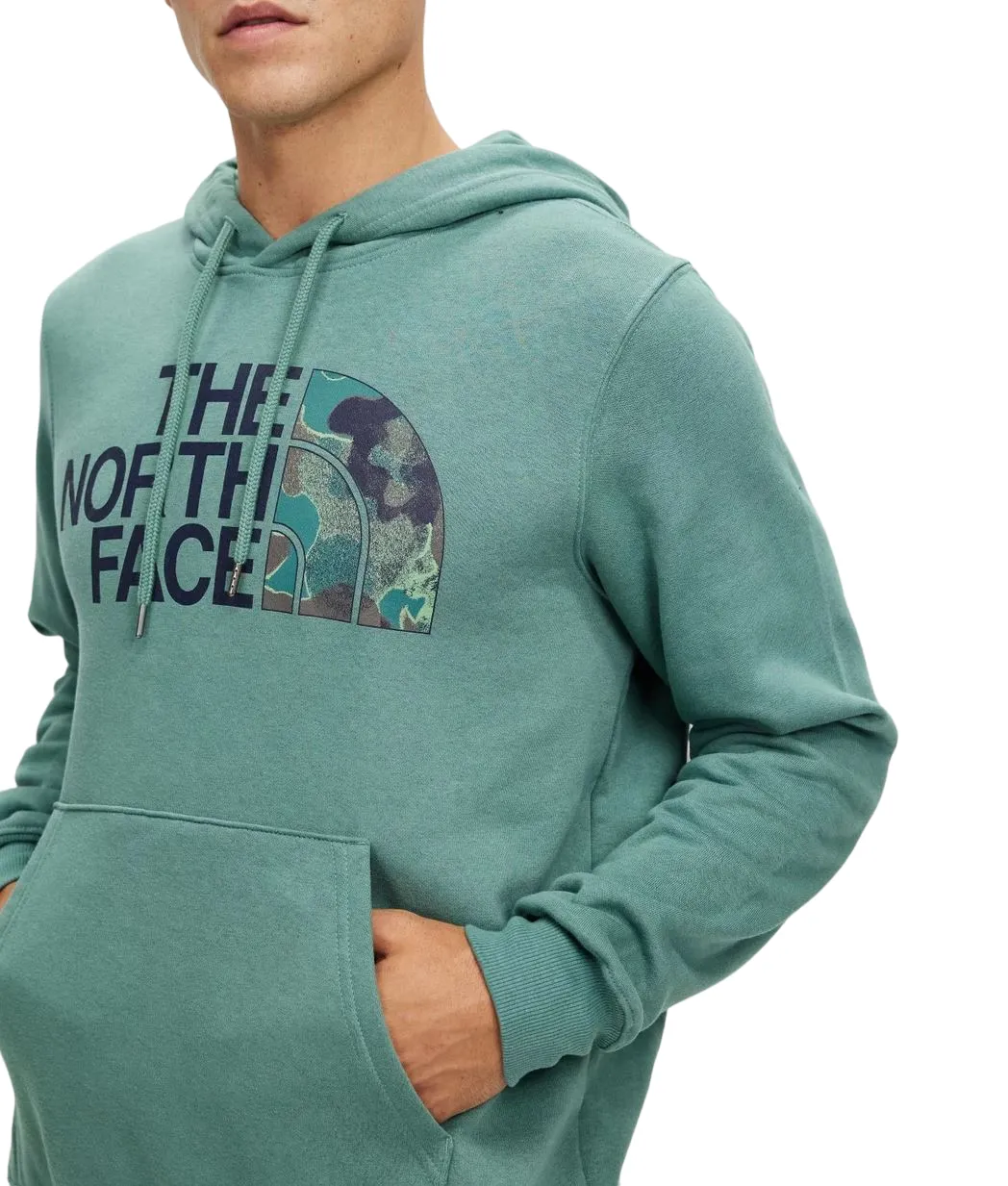 Men The North Face Half Dome Pullover Dark Sage Camo Cotton Hoodie