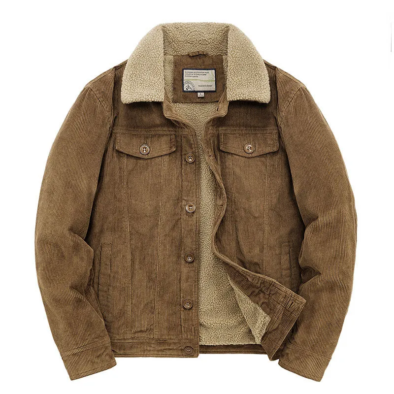 Men's Winter Fleece Corduroy Western Jacket Warm Plus Size Jacket