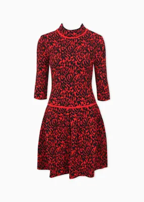 Odiana Patterned Mock Neck Dress