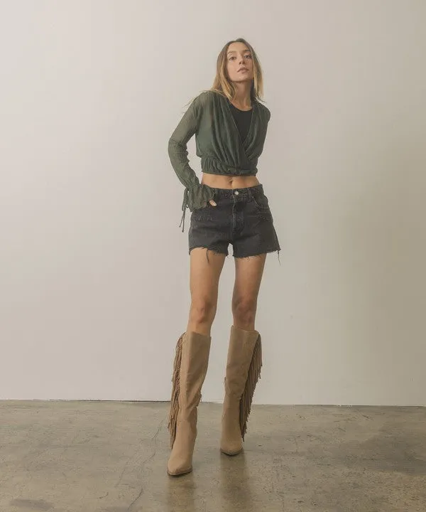 OUT WEST - Knee-High Fringe Boots