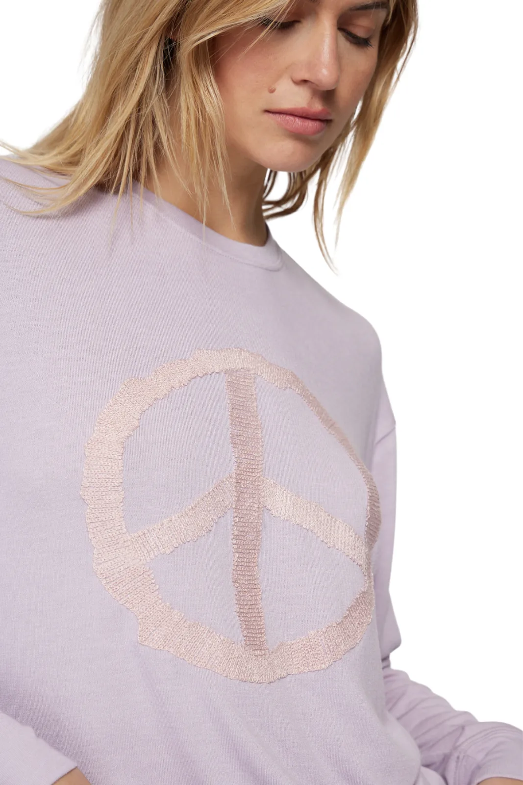 Peace Relaxed Savasana Sweater, Heather Faded Lilac