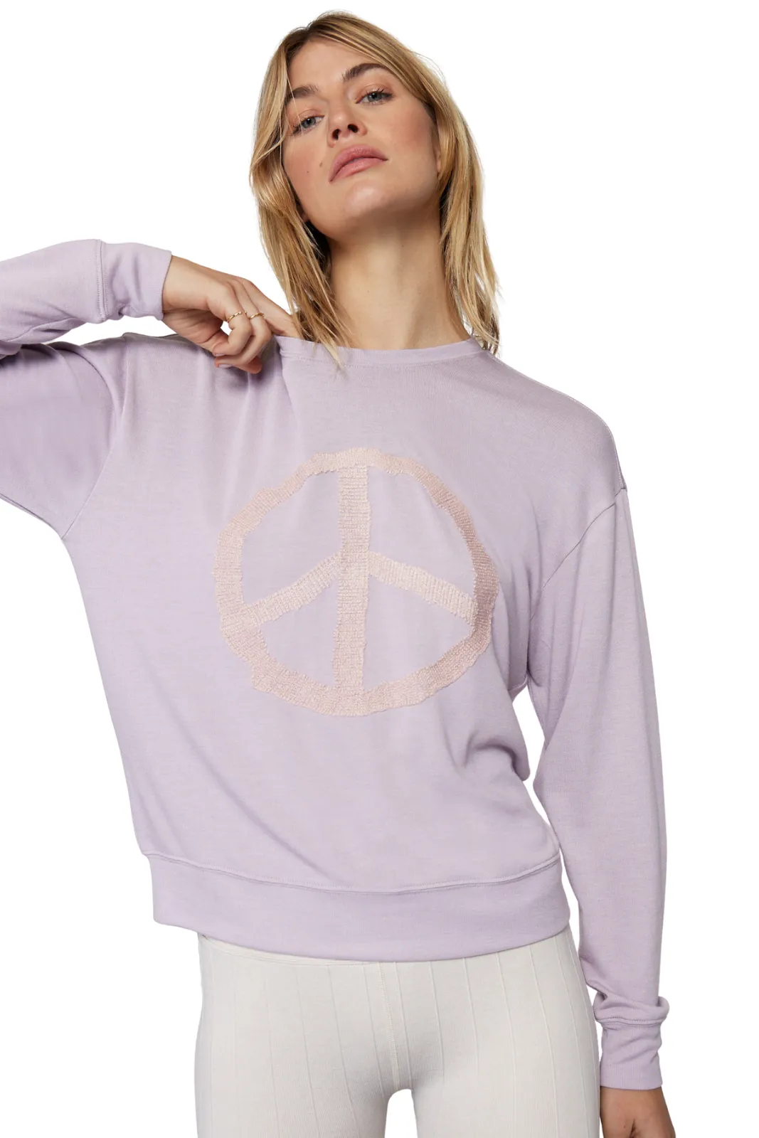 Peace Relaxed Savasana Sweater, Heather Faded Lilac