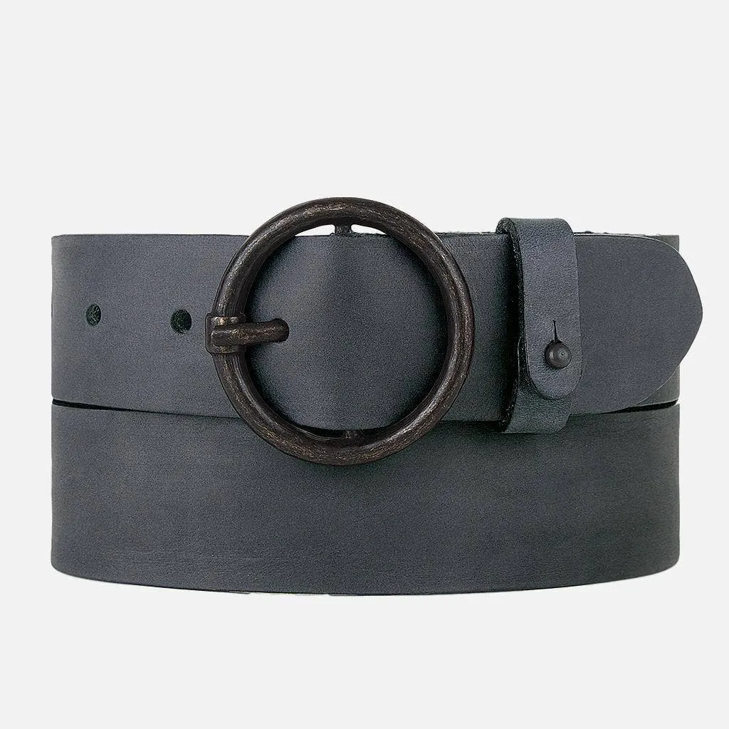 Pip | Vintage Round Buckle Leather Belt- FREE BRANDING