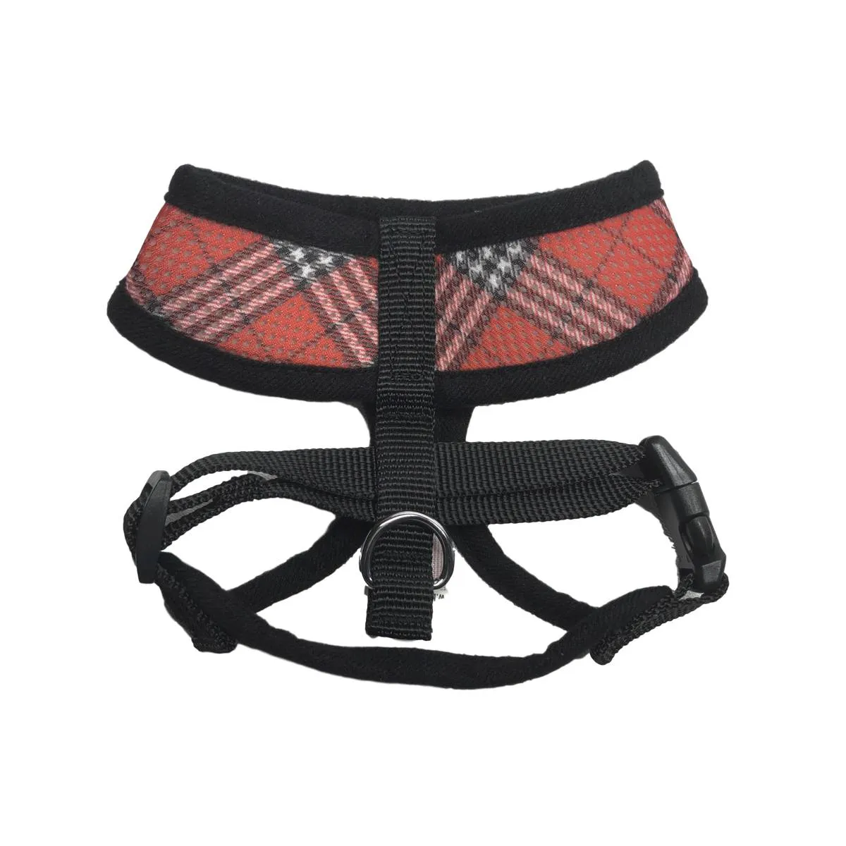 Plaid Breathe EZ Pullover Mesh Dog Harness in Red