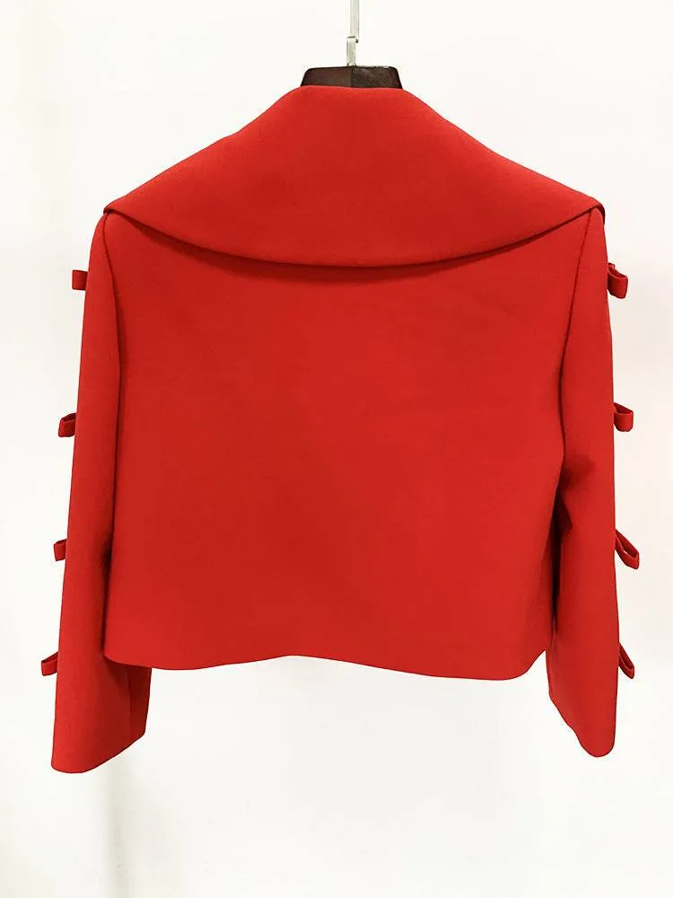 Poppy Long Sleeve Bow-detail Cropped Jacket