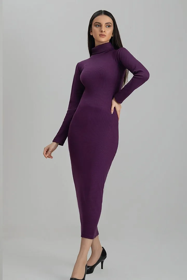 Purple highneck Bodycon dress