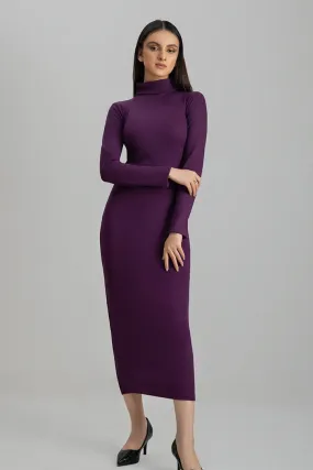 Purple highneck Bodycon dress