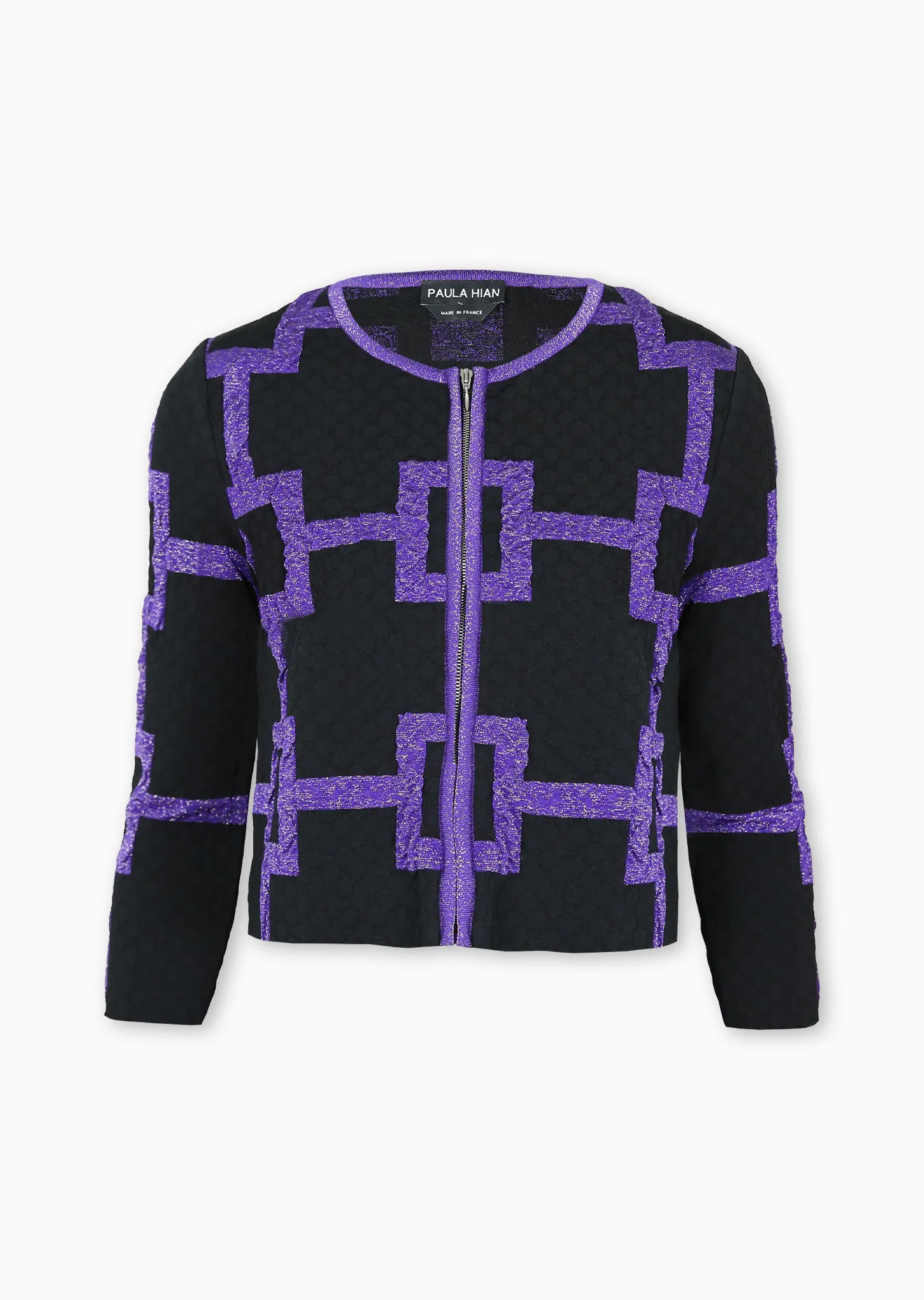 Quincy - Cropped Metallic Square Pattern Jacket