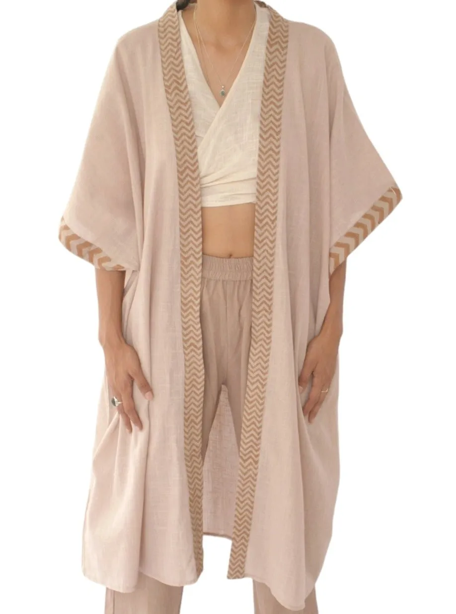 Raw Cotton Dusty Rose Kimono