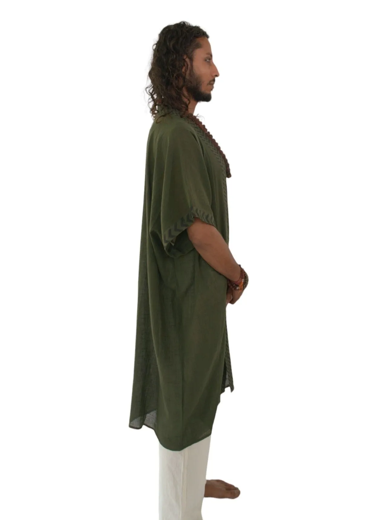 Raw Cotton Forest Green Kimono