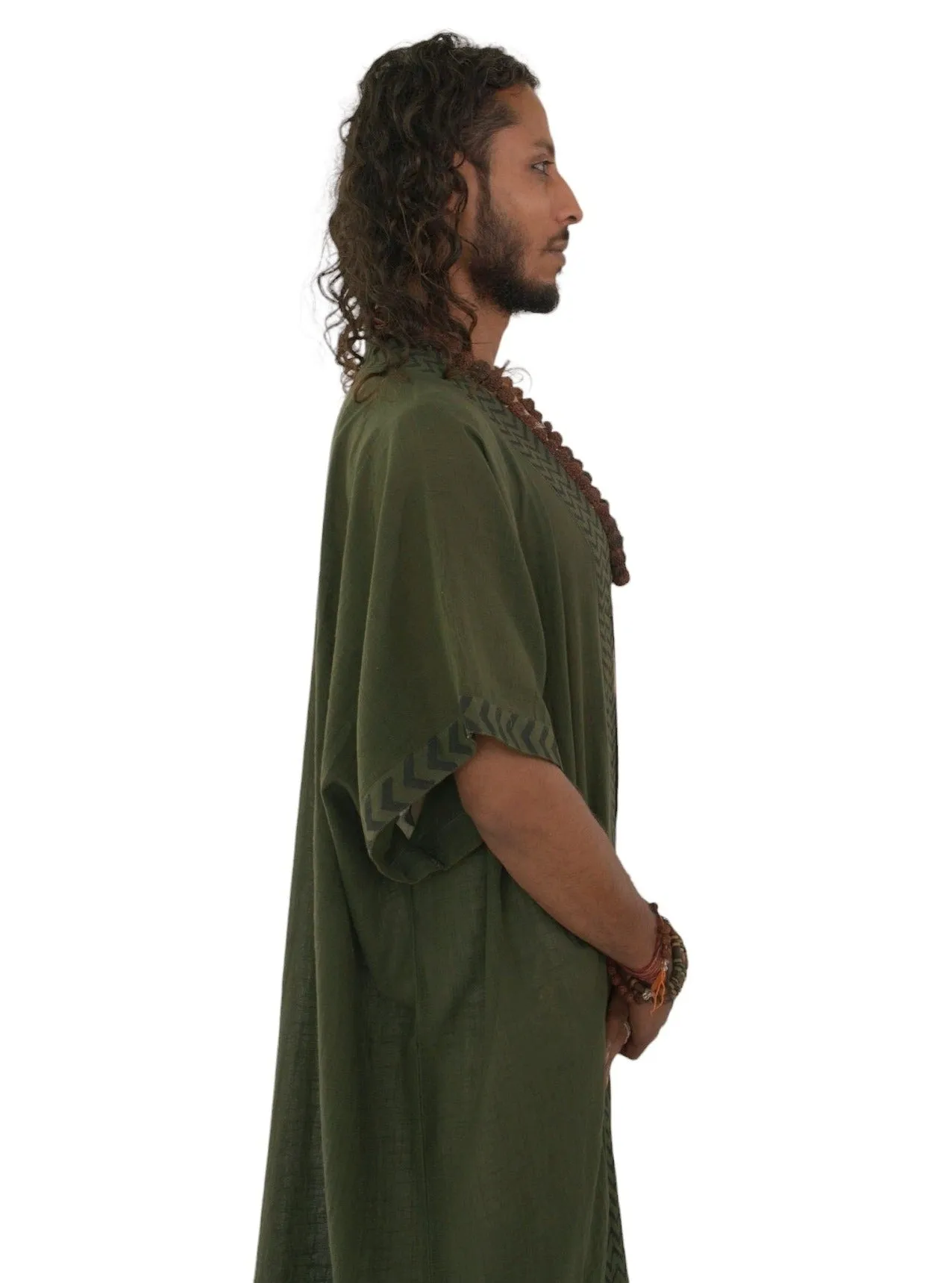 Raw Cotton Forest Green Kimono