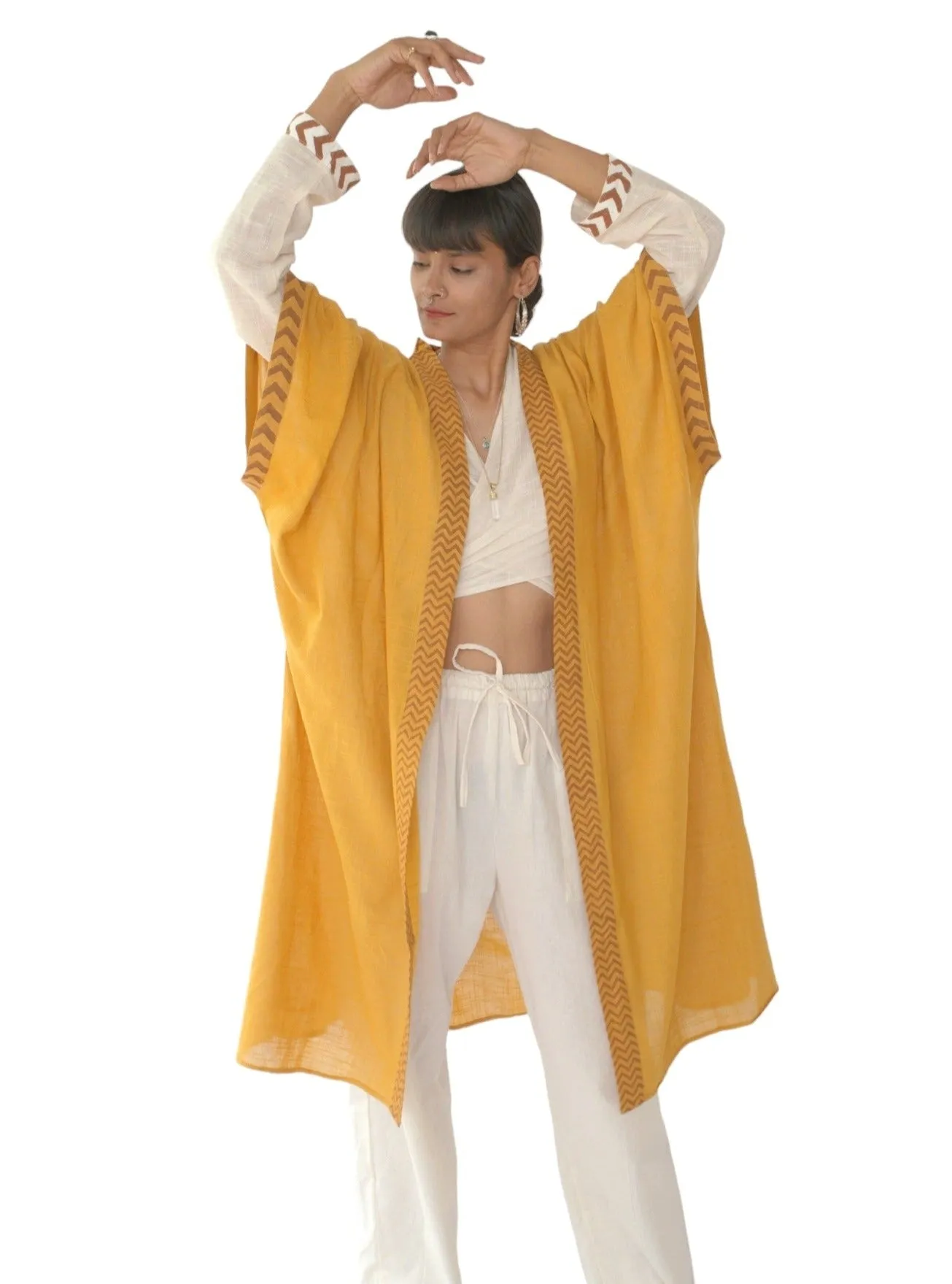 Raw Cotton Turmeric Kimono