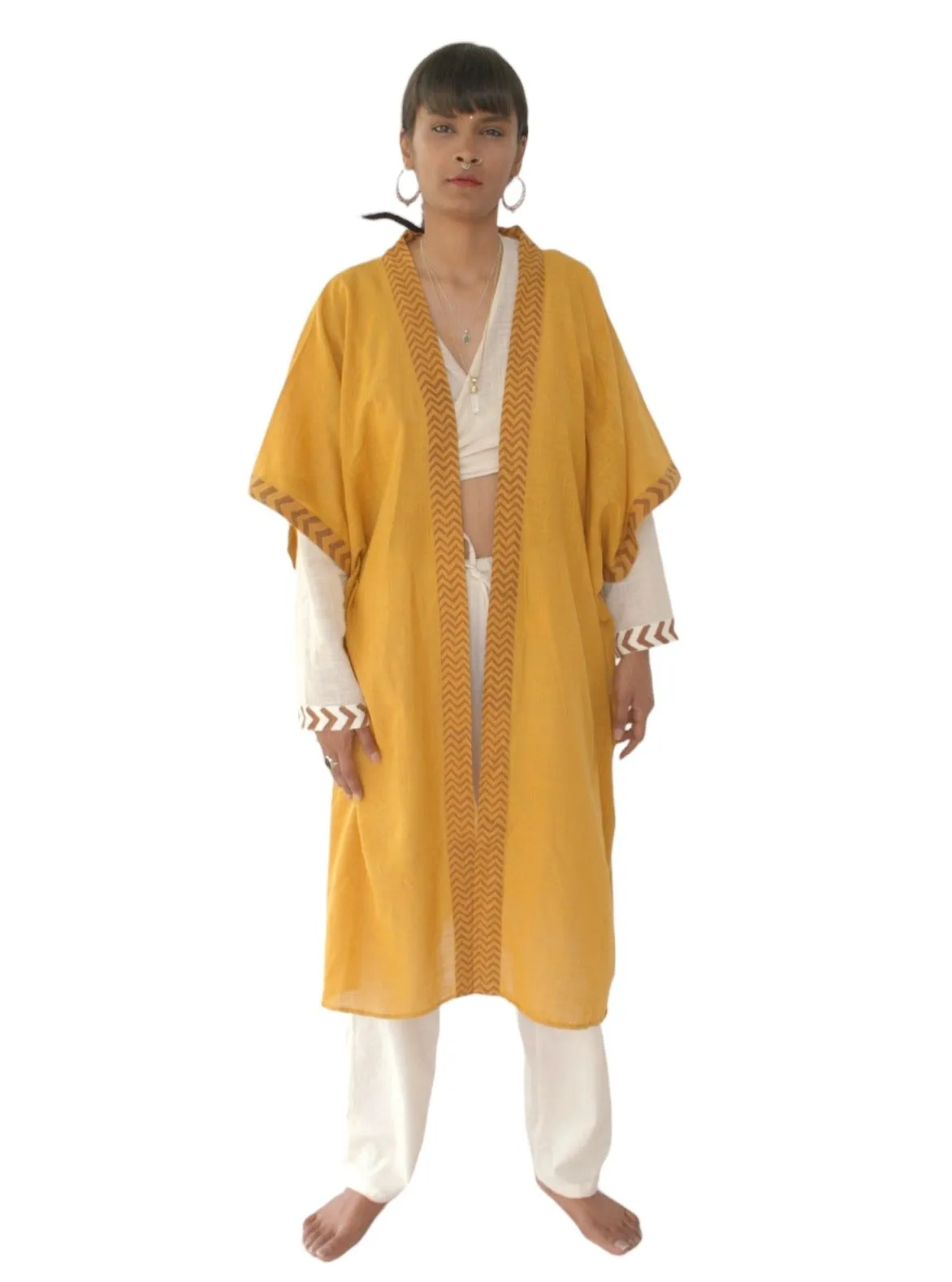 Raw Cotton Turmeric Kimono