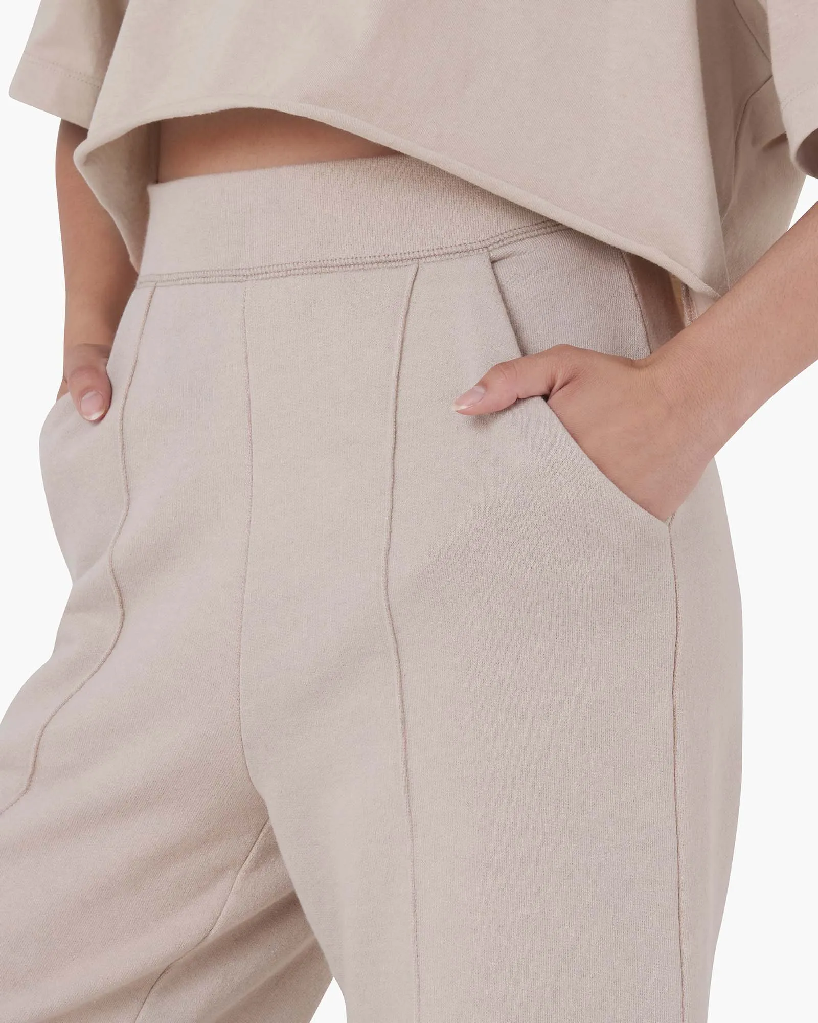 Raw Edge Wide Leg Pant - Sand